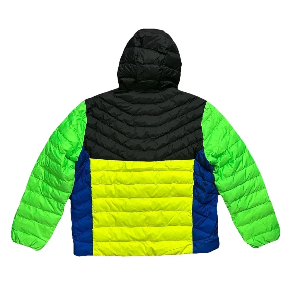 Polo Ralph Lauren Hi-Tech Colorblock Neon Puffer Hooded Jacket Mens Size XXL 2XL